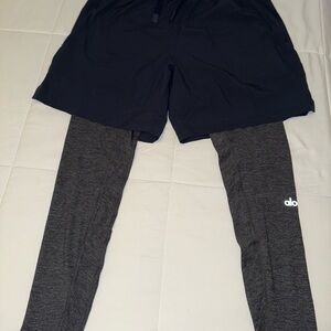 ALO Yoga Navy Shorts with Heather Gray Lining